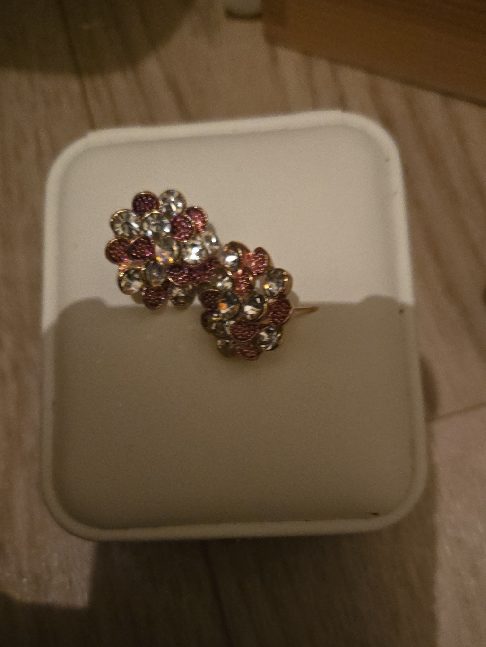 Gold-Tone Pink Crystal Cluster Stud Earrings